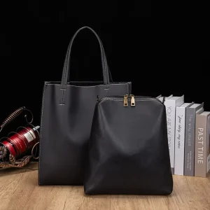 Men’s Large Capacity Vertical Tote Bag Simple Fashionable Retro PU Hand Held Style Shopping Bag