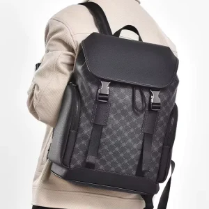 Men’s Large Capacity Vintage Business Backpack Old Flower Design Travel Computer Bag Polyester for School Travel