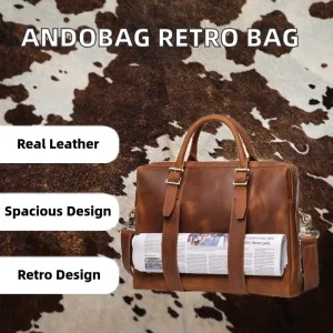 Men’s Large Capacity Vintage Leather Handbag Business Briefcase & Laptop Bag