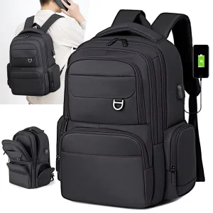 Men’s Large Capacity Waterproof Business Laptop Backpack Commuting Features High School College Student Bag