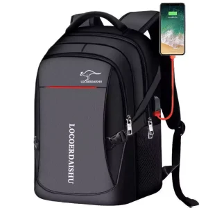 Men’s Large Capacity Waterproof Oxford Backpak with USB Unisex Trendy High School Junior Students’ Computer Travel Bag