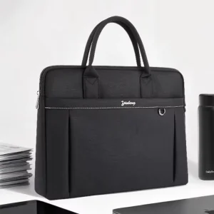 Men’s Large Capacity Waterproof Oxford Fabric Briefcase Portable Business Handbag Laptop Carry Bag for Meetings