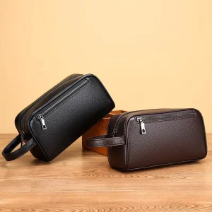 Men’s Large Capacity Zipper Close Tote Clutch Vintage Style Business Combination Polyester PU