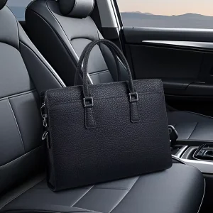 Men’s Leather Briefcase 14 Inch Laptop Bag Anti-Theft Business Handbag