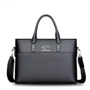 Men’s Leather Briefcase Laptop Bags Side Sling Shoulder Crossbody Messenger Documents Business Office Brief Case Bag Handbag