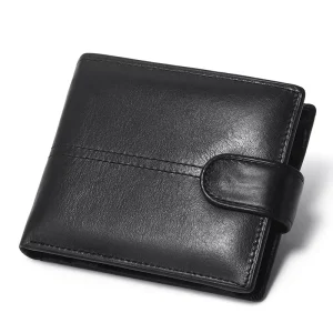Men’s Leather Buckle Wallet, RFID, Anti-theft, Anti-magnetic, Short Coin Wallet, Clip