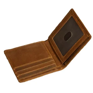 Men’s Leather Card Holder Passcase Security Short Bifold RFID Slim Wallet