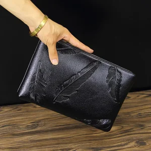 Men’s Leather Clutch Bag Mens Leather Handbag Large Designer Purse Stylish Envelope Men Hand Bags Custom Bags for Business HH01