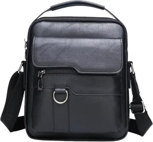 Men’s Leather Crossbody Bag Casual Leather Bag for Men Crossbody Bag Office Business Handbag Purse Zipper