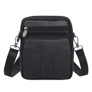 Men’s Leather Crossbody Bag Men’s Cowhide Casual Single Shoulder Crossbody Bag Fashion Leather Crossbody Bag
