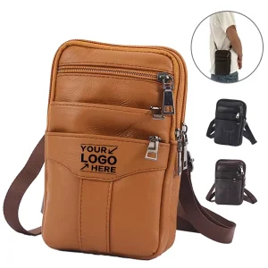Men’s Leather Crossbody Bag Waist Bag Adjustable Shoulder Strap Fashionable Durable Design