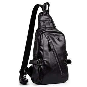Men’s Leather Pack Chest Shoulder Crossbody Bag Satchel Briefcase Sling Bag