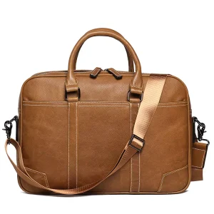 Men’s Leather Portable Briefcase Head Layer Cowhide Single Shoulder Messenger Bag Large Capacity Business Computer Bag