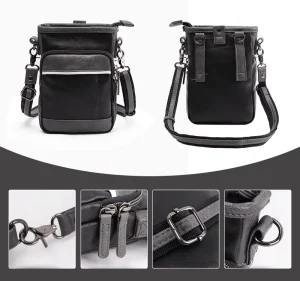 Men’s Leather Shoulder Bag Multi-Pocket Large Capacity Shoulder Bag High-end Simple Men’s Satchel Yellow