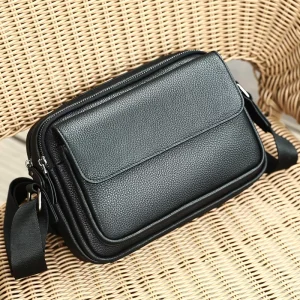 Men’s Leather Shoulder Side Bags Genuine Leather Crossbody Bag Purse Men Leather Messenger Bag