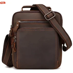 Men’s Leather Shoulder Sling Bag Business Crossbody Messenger Bags for Work High Quality Male Cowhide Travel Handbag