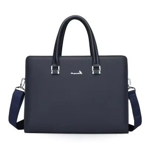 Men’s Leather Soft Bag Business Large Capacity Handbag Shoulder Slung Multi Compartment Office Meeting Document