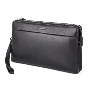 Men’s Leather Wallet Black Long Clutch Men’s Business Tote Bag Large Capacity Multi Card Coin Purse Long Women’s Wallet