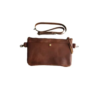 Men’s Leather Waterproof Messenger Shoulder Chest Backpack & Crossbody Bag Small Size for Everyday Use Sunglasses Phone & Wallet