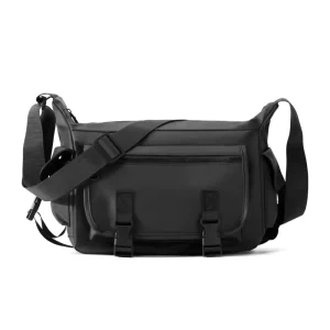 Men’s Letter Pattern Lightweight Water-Resistant PU Crossbody Backpack Large Capacity All Seasons Use