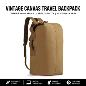 Men’s Lightweight Anti-Theft Multifunction Canvas Backpack 36-55L Large Capacity Hiking Laptop Compatibility Travel