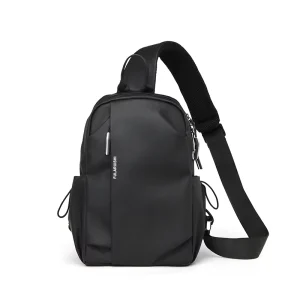 Men’s Lightweight Chest Bag with Zipper Closure for Outdoor Jogging Waterproof Nylon Sling Shoulder Bag