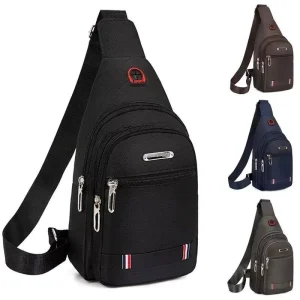 Men’s Lightweight PU & EVA Material Chest Bag with Waterproof Headphone Jack Mobile Phone Shoulder Sling Bag