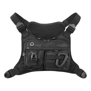 Men’s Lightweight Polyester Sporty Running Vest Waterproof Zipper Closure Waist Bag with Backpack Chest Equipment