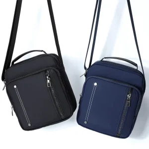 Men’s Lightweight Waterproof Crossbody Sling Bag Anti Theft iPad Mini & Phone Holder with Key Clip Zipper Closure