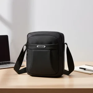 Men’s Lightweight Waterproof Nylon Messenger Shoulder Bag, Simple Fashion Versatile Vertical Crossbody Bag for Daily Outdoor Use