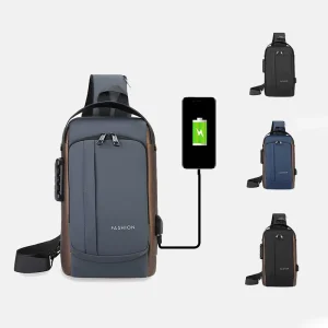 Men’s Locomotive Bag Riding Password Burglar Chest Bag Fanny Pack Leisure Multi-function Crossbody Bag