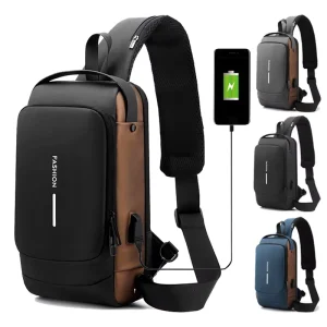 Men’s Locomotive Bag Riding Password Burglar Chest Bag Fanny Pack Leisure Multi-function Crossbody Bag