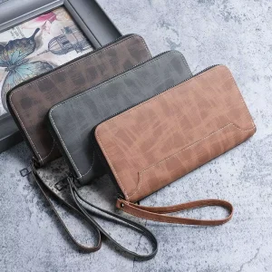 Men’s Long Zipper Wallet Business Casual Mobile Phone Bag Multi Slot Large Capacity Men’s Hand held Bag