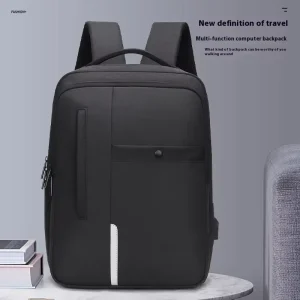 Men’s Luxury Business Backpack Waterproof Oxford Polyester Lining Zipper Durable USB Charging Fashion Travel Bag for Work