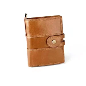 Men’s Luxury Genuine Cow Leather RFID Anti Theft Wallet Slim Three Folding Zipper Coin Purse with Logo Closure Short Length