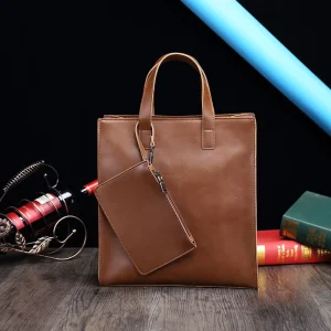 Men’s MOCHILA Office Briefcase PU Leather School Bag with Laptop Case Handbags for Conference for Men and Women