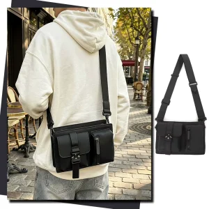 Men’s Messenger Bag Business Crossbody Bag Casual Small Phone Bag Waterproof Durable PU Leather