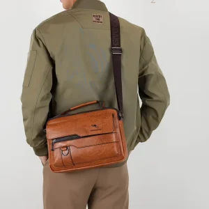 Men’s Messenger Bag Crossbody Black Bag Fashion Man Leather Shoulder Bag Men’s Travel Handbags
