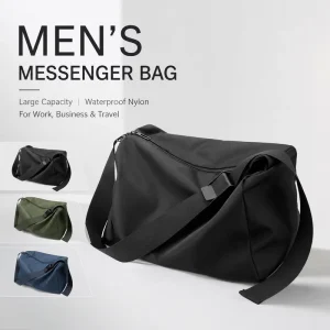 Men’s Messenger Crossbody Shoulder Bag Large Sling Pack Waterproof Nylon Fashion Work Business Travel Satchel Purse