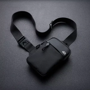 Men’s Mini Nylon Single Shoulder Bag Small Square Black Crossbody Sport Chest Pack with Anti Theft Portable Feature