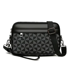 Men’s Mini PU Backpack Casual Clutch Crossbody Messenger Bag with Mobile Phone Compartment