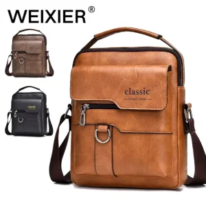 Men’s Minimalist Adjustable Strap Lightweight Business Shoulder Bag PU Leather Sling Bag