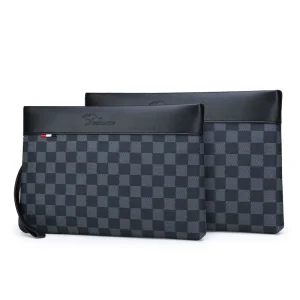 Men’s Minimalist Handbag Zipper Closure Waterproof for Business Travel Large Storage Capacity