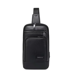 Mens Minimalist PU Breathable Chest Bag Waterproof Ultra Light Sling Bag for Business Travel Custom Logo Stock Low MOQ