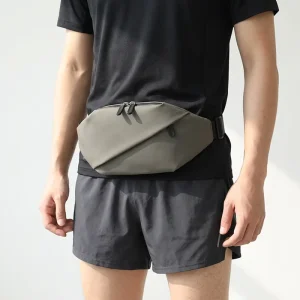 Men’s Minimalist Waterproof Pack Zipper Closure Waist Bag for Outdoor Sports Running Jogging Stylish Cross Body Belt Bag
