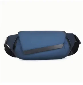 Men’s Moto Biker Style Oxford Material Durable Casual Waterproof Zipper Sling Chest Bag