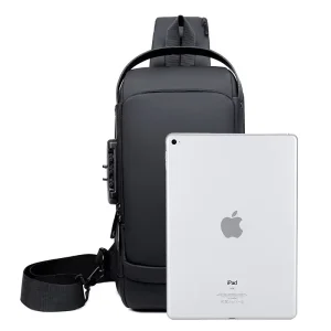 Mens Motorcycle Bag Password-Protected Anti-Theft Waterproof Fashion Chest Shoulder Waist Pack Sports Casual Bag