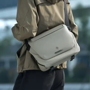 Men’s Motorcycle Crossbody Bag Customize Waterproof Leather Shoulder Bag Casual Messenger Bag Black Vintage Tablet Briefcase