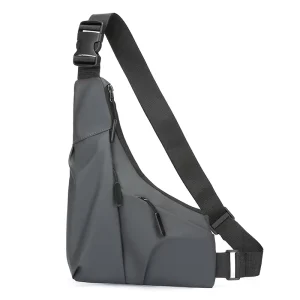 Men’s Multi-Function Waterproof Nylon Zipper Closure Chest Bag Triangle Fashion Shoulder Casual Messenger