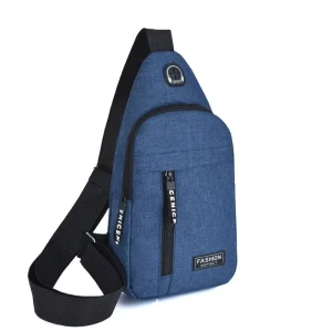 Men’s Multi Functional Chest Bag Sports Outdoor Casual Polyester Cross Body Bag Zipper Oxford Cloth Fashionable for Cell Phone